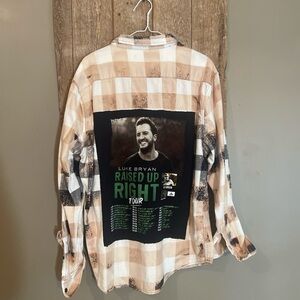 Luke Bryan Plaid Up-cycled Shirt with Concert Graphic
